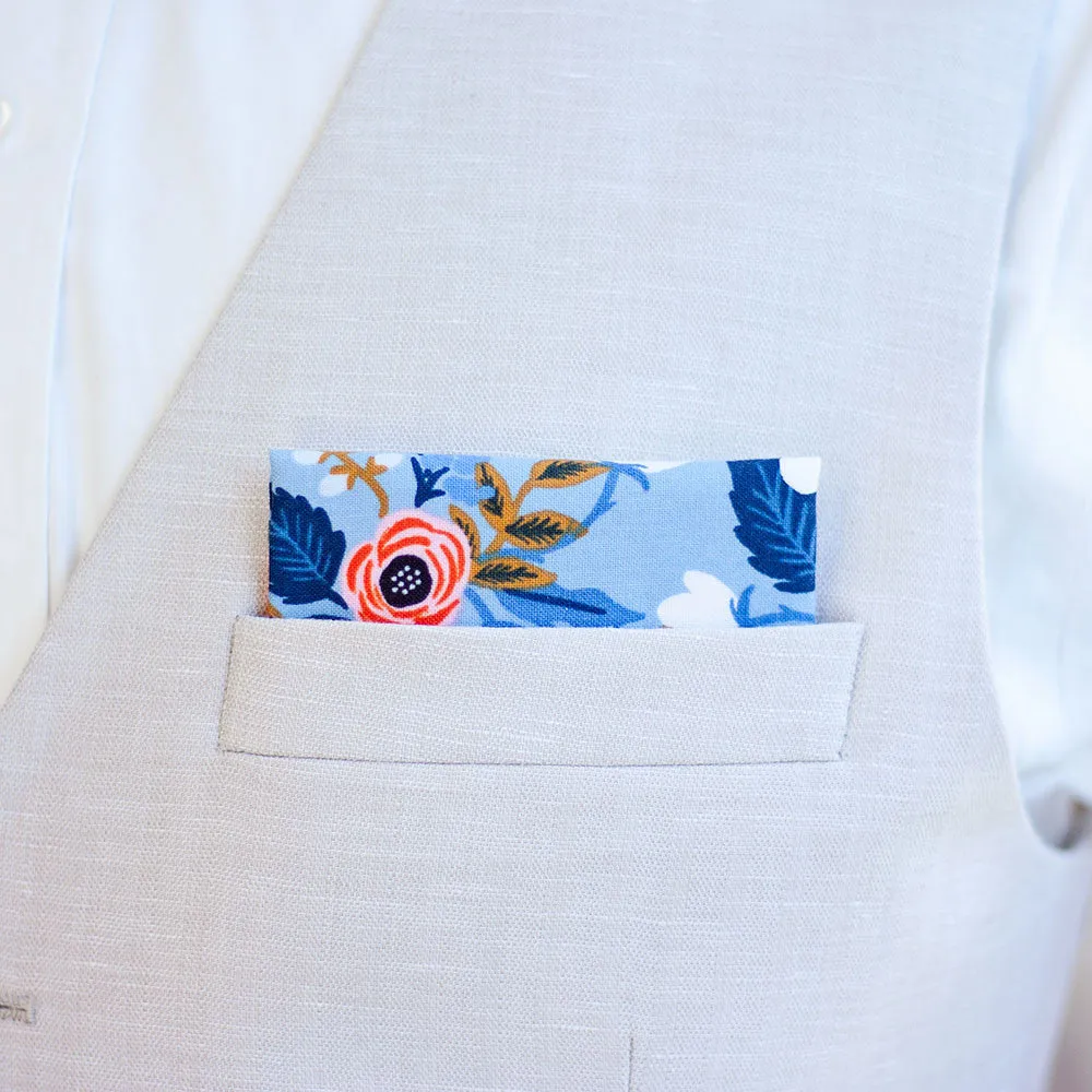 Boy's Pocket Square / Birch Floral In Periwinkle