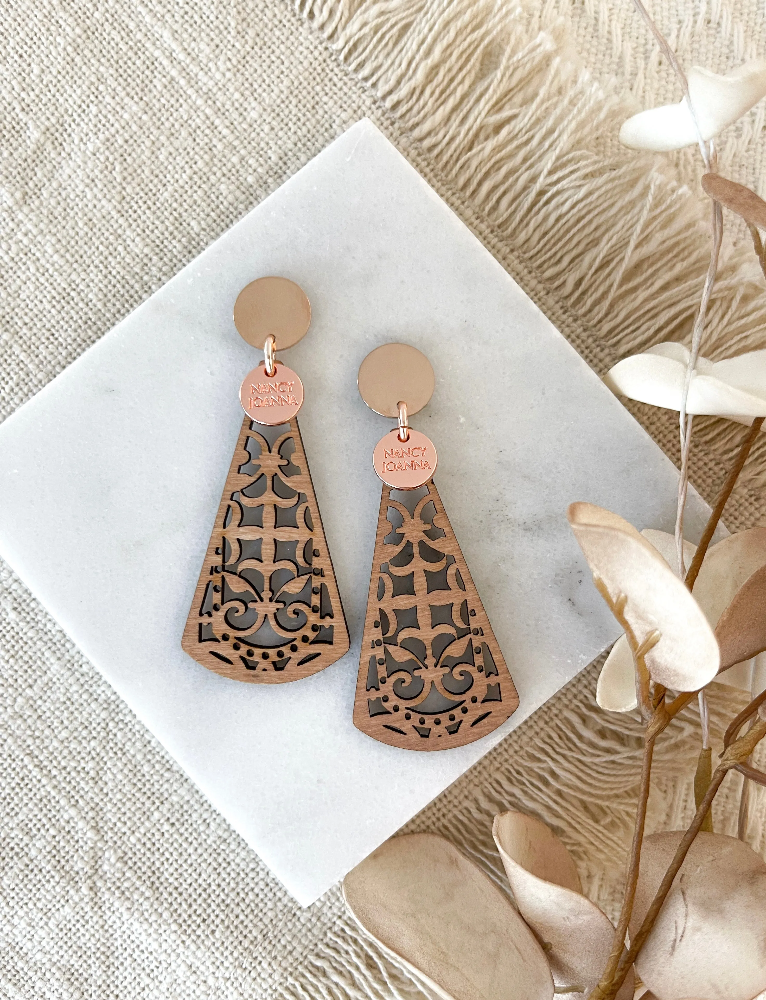 Cathedral Wooden Drop Earrings