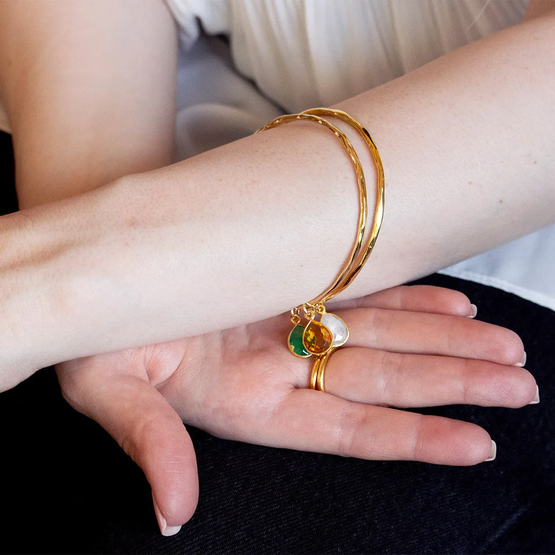 Chrysoprase Charm Bangle | Silver | May