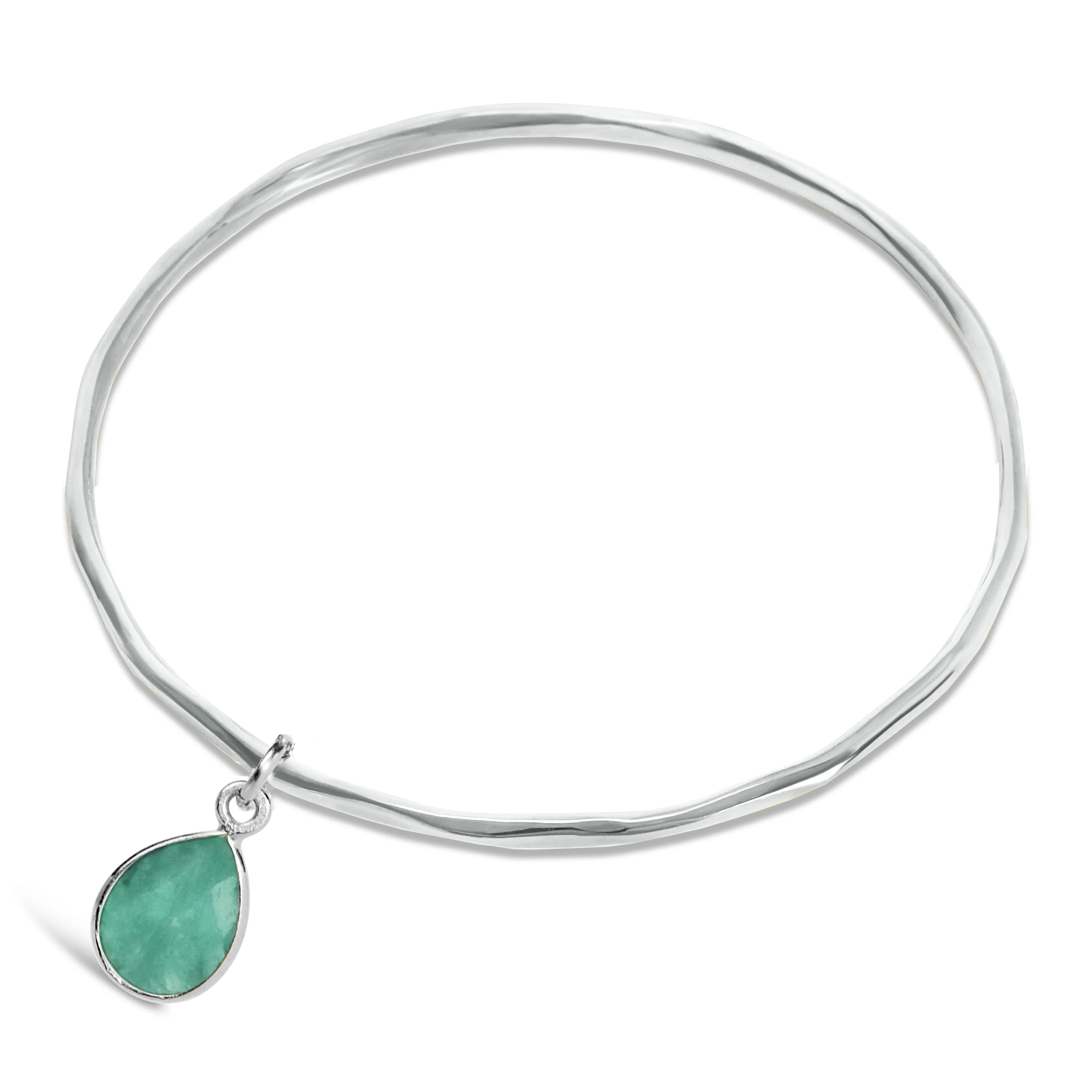 Chrysoprase Charm Bangle | Silver | May