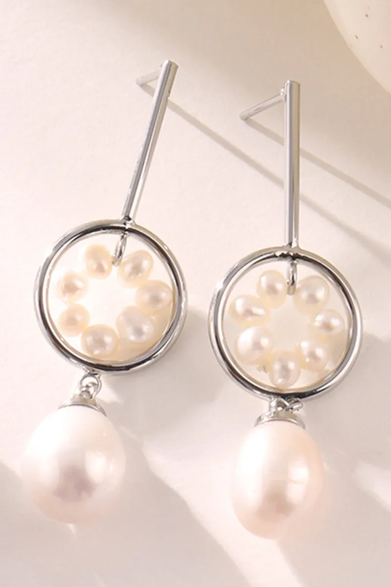 CIRCLE PEARL DROP EARRINGS