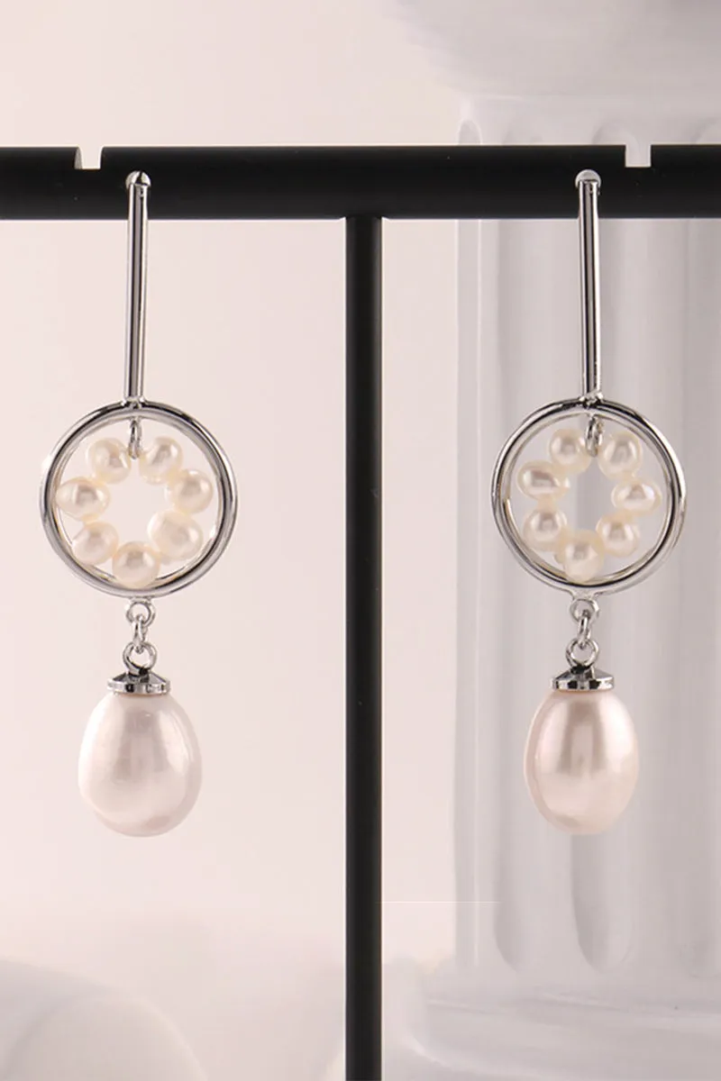 CIRCLE PEARL DROP EARRINGS