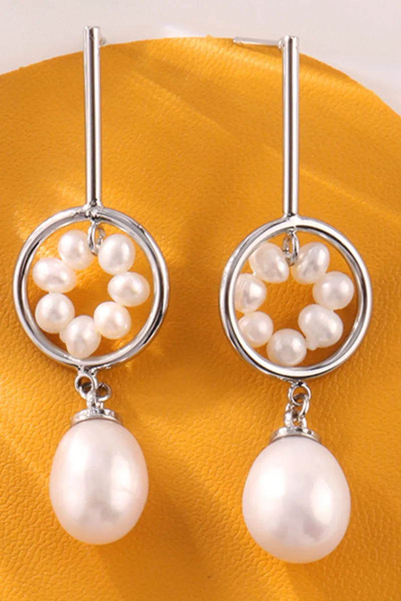 CIRCLE PEARL DROP EARRINGS