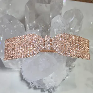 Classic Bow CZ Large Barrette (Rose Goldtone)