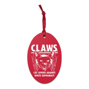 CLAWS Red Wooden Ornament