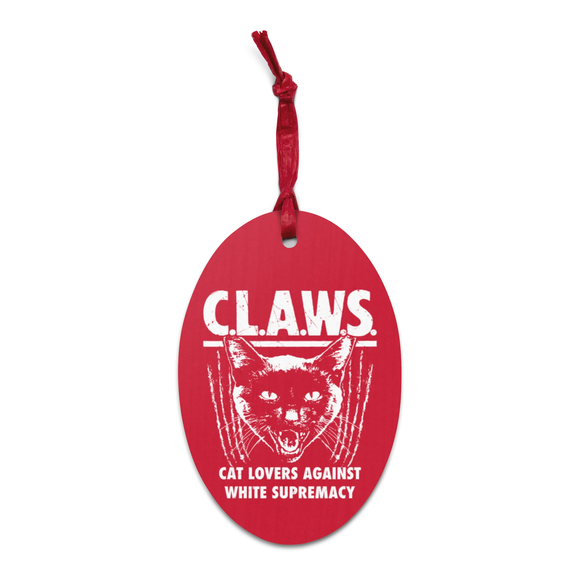 CLAWS Red Wooden Ornament