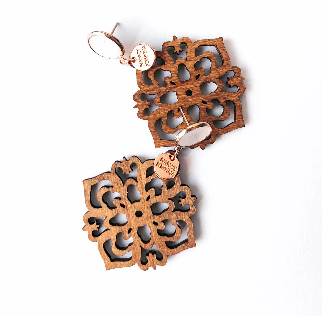 Concrete &  Wooden Mandala Earrings