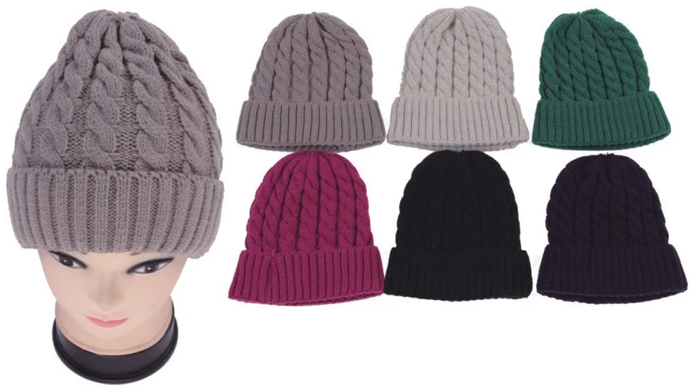 crochet cuffed beanie hats Case of 144