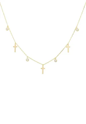 Crosses & Sparkles Choker Necklace Gold