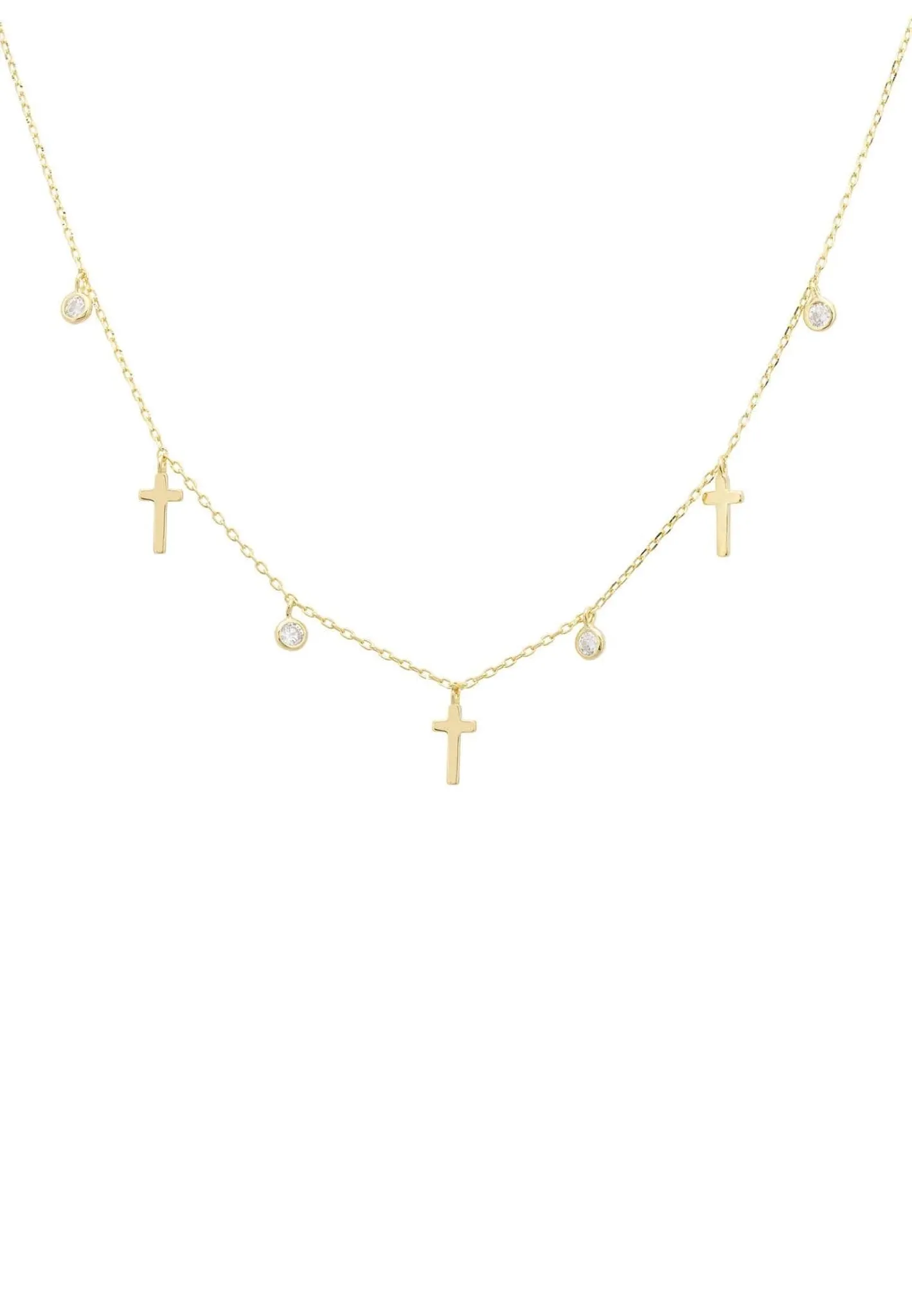 Crosses & Sparkles Choker Necklace Gold