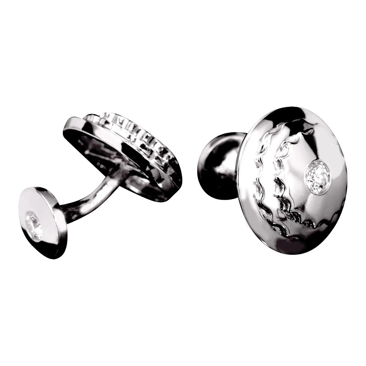 Cylinder Cufflinks - 18 Karat White Gold and Diamond Cufflinks