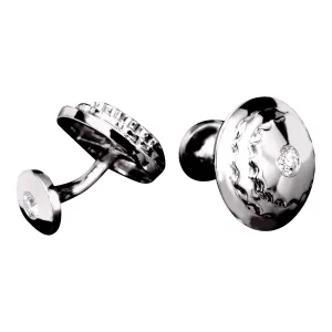 Cylinder Cufflinks - 18 Karat White Gold and Diamond Cufflinks