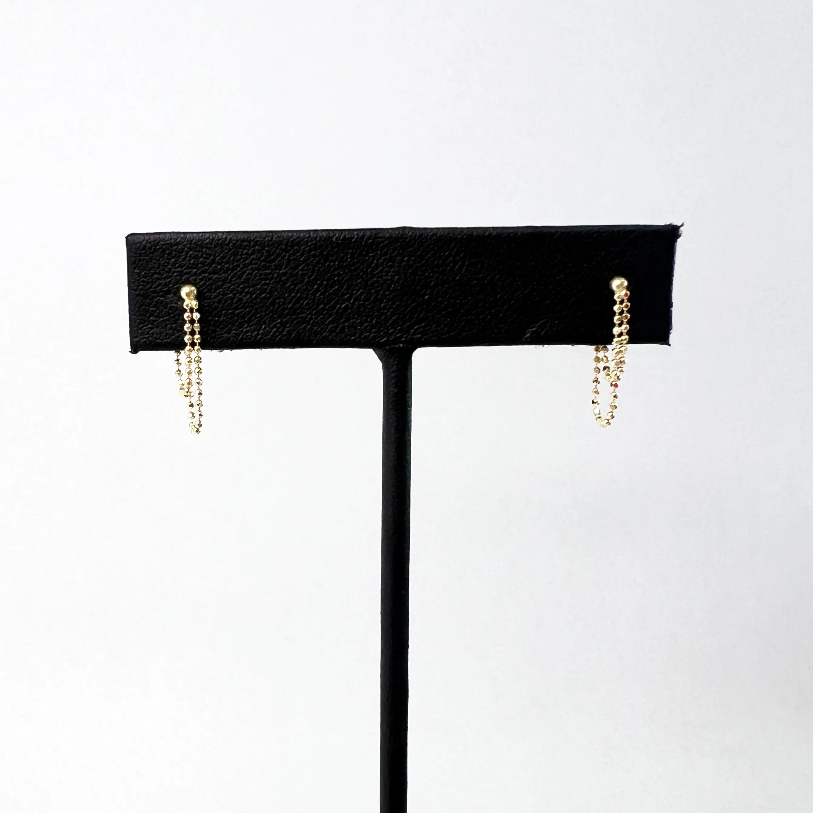 Double Chain Drop Earrings in 14 Karat Yellow Gold