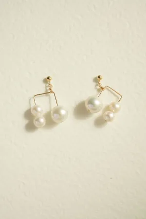 Embellished Series Triple Bead Inverted U Earrings