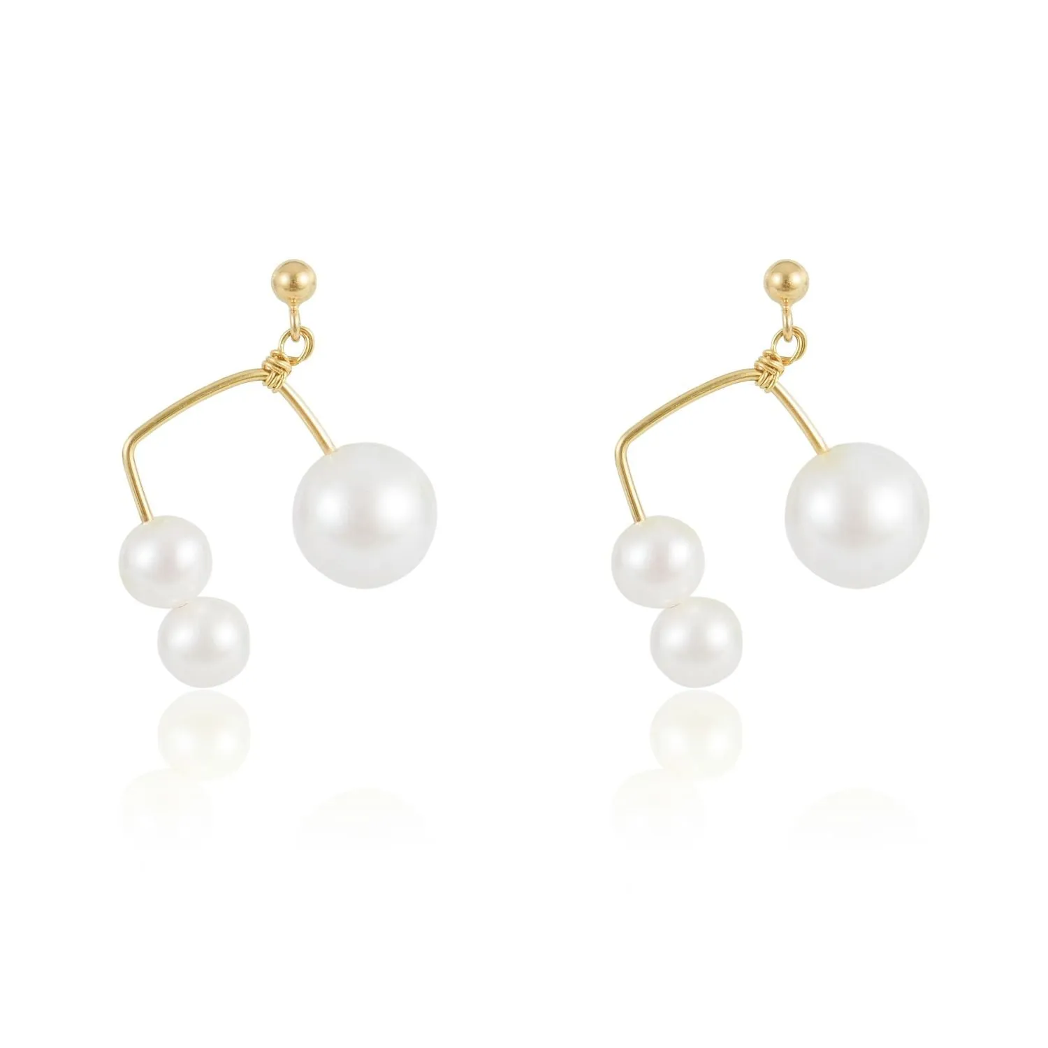 Embellished Series Triple Bead Inverted U Earrings