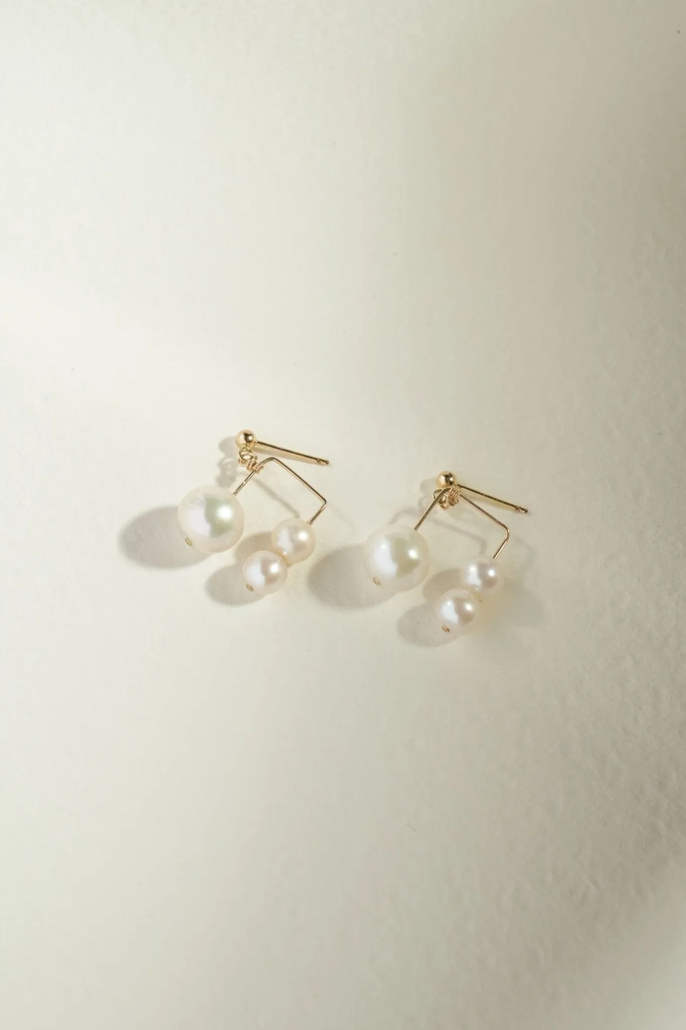 Embellished Series Triple Bead Inverted U Earrings