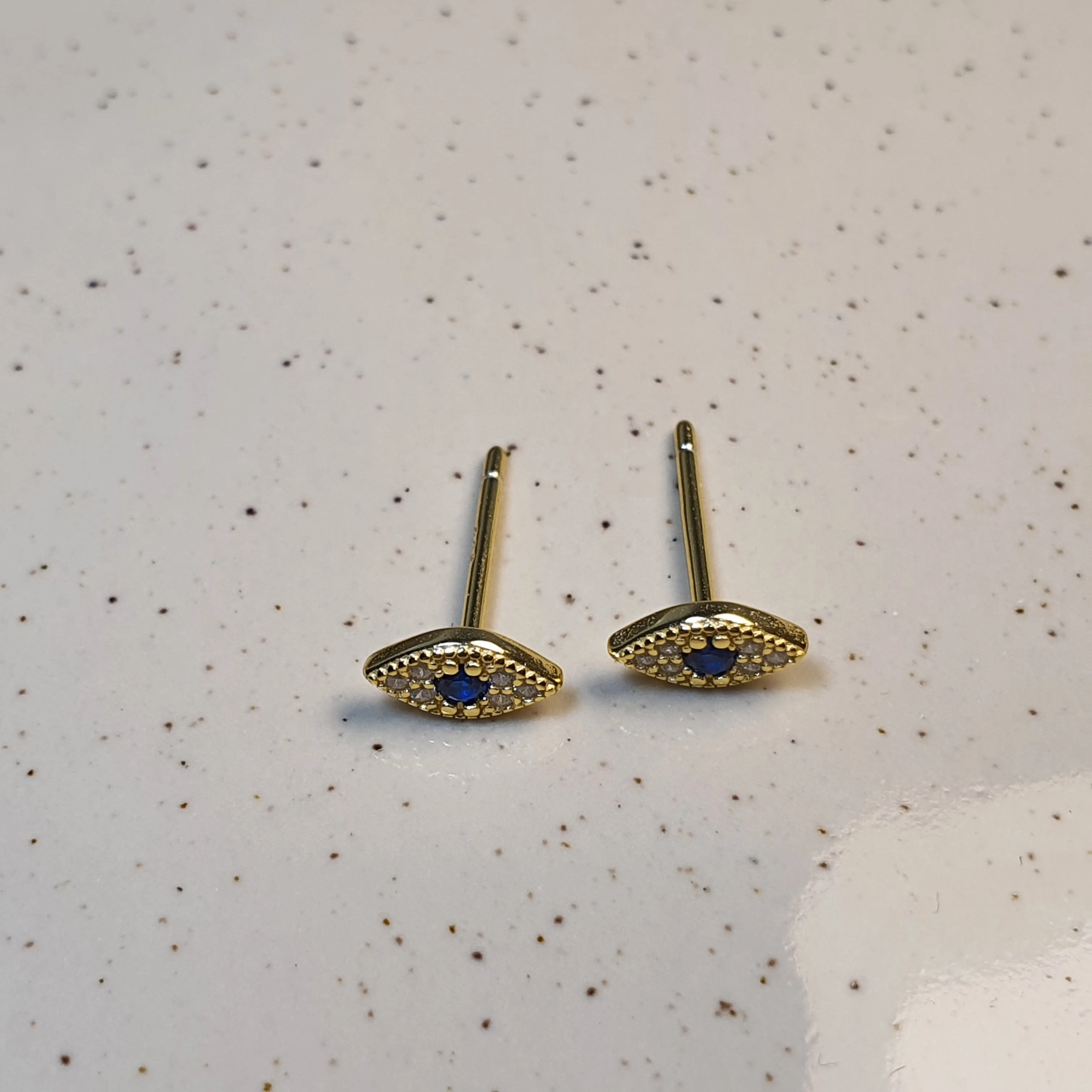 Evil Eye Stud Earrings, Sterling Silver