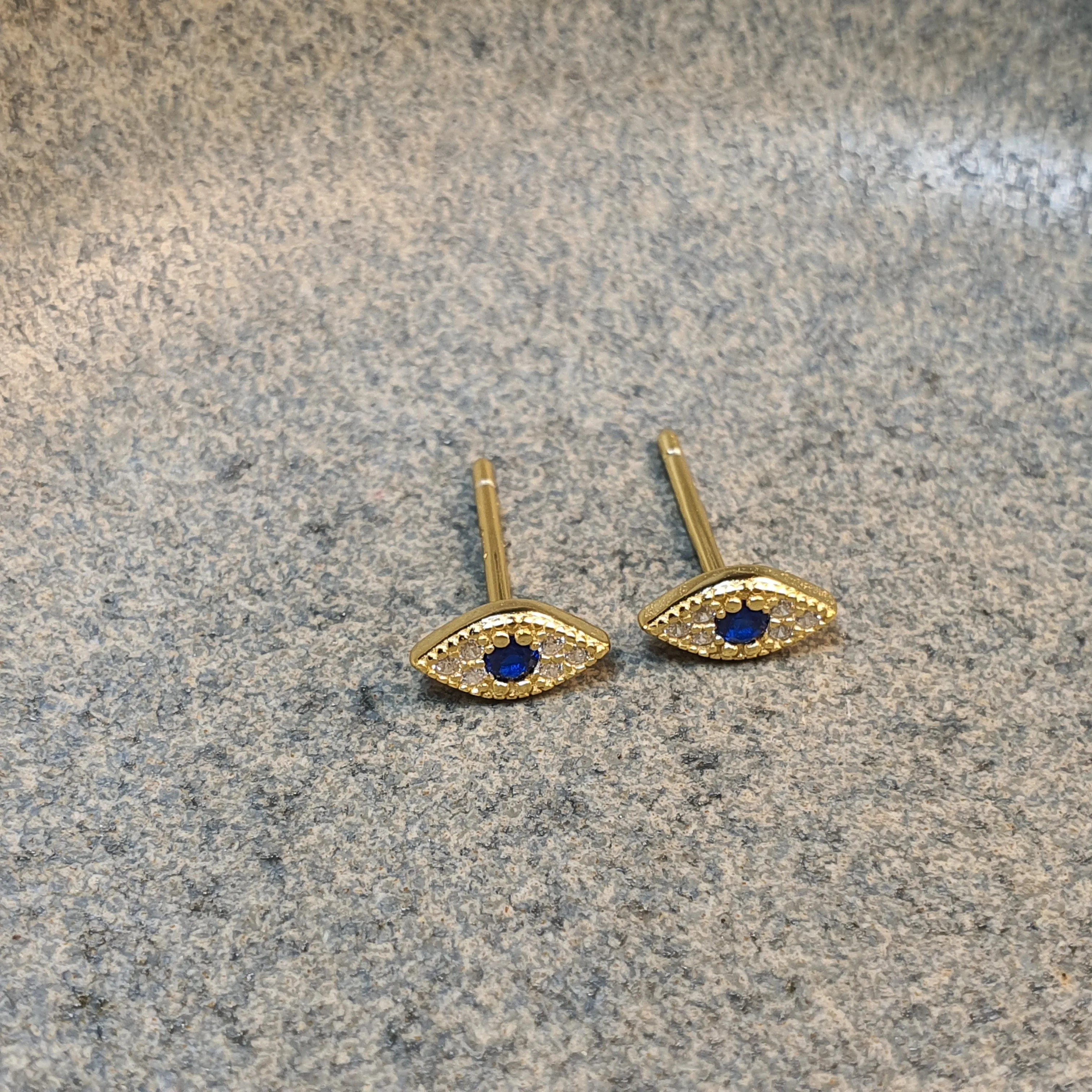 Evil Eye Stud Earrings, Sterling Silver