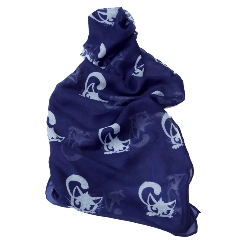 Fabulous Felines Navy Blue Cat Scarf