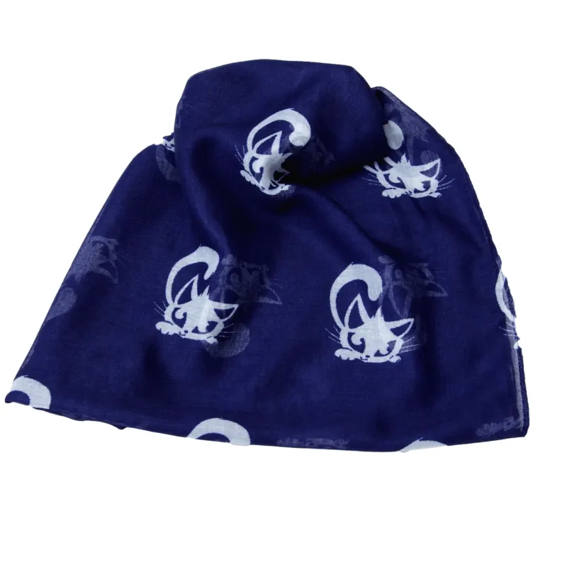 Fabulous Felines Navy Blue Cat Scarf