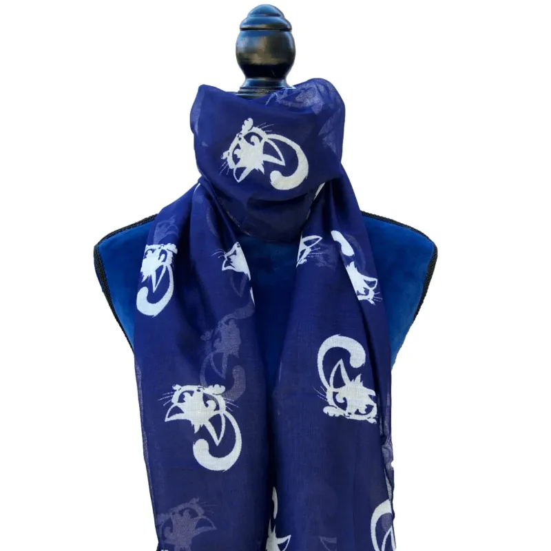 Fabulous Felines Navy Blue Cat Scarf