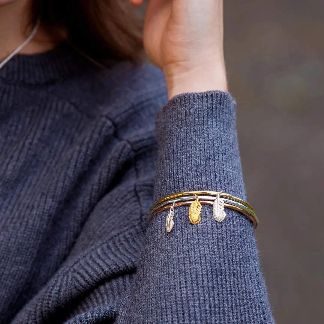 Feather Bangle | Silver - Rose Gold