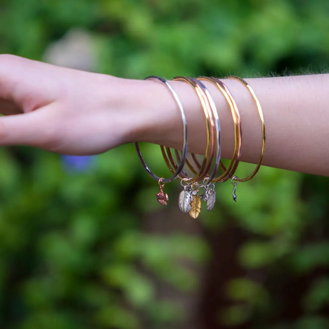 Feather Bangle | Silver - Rose Gold