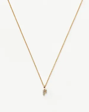 Fine Diamond Initial Mini Pendant Necklace - F | 14k Solid Yellow Gold Plated/Diamond