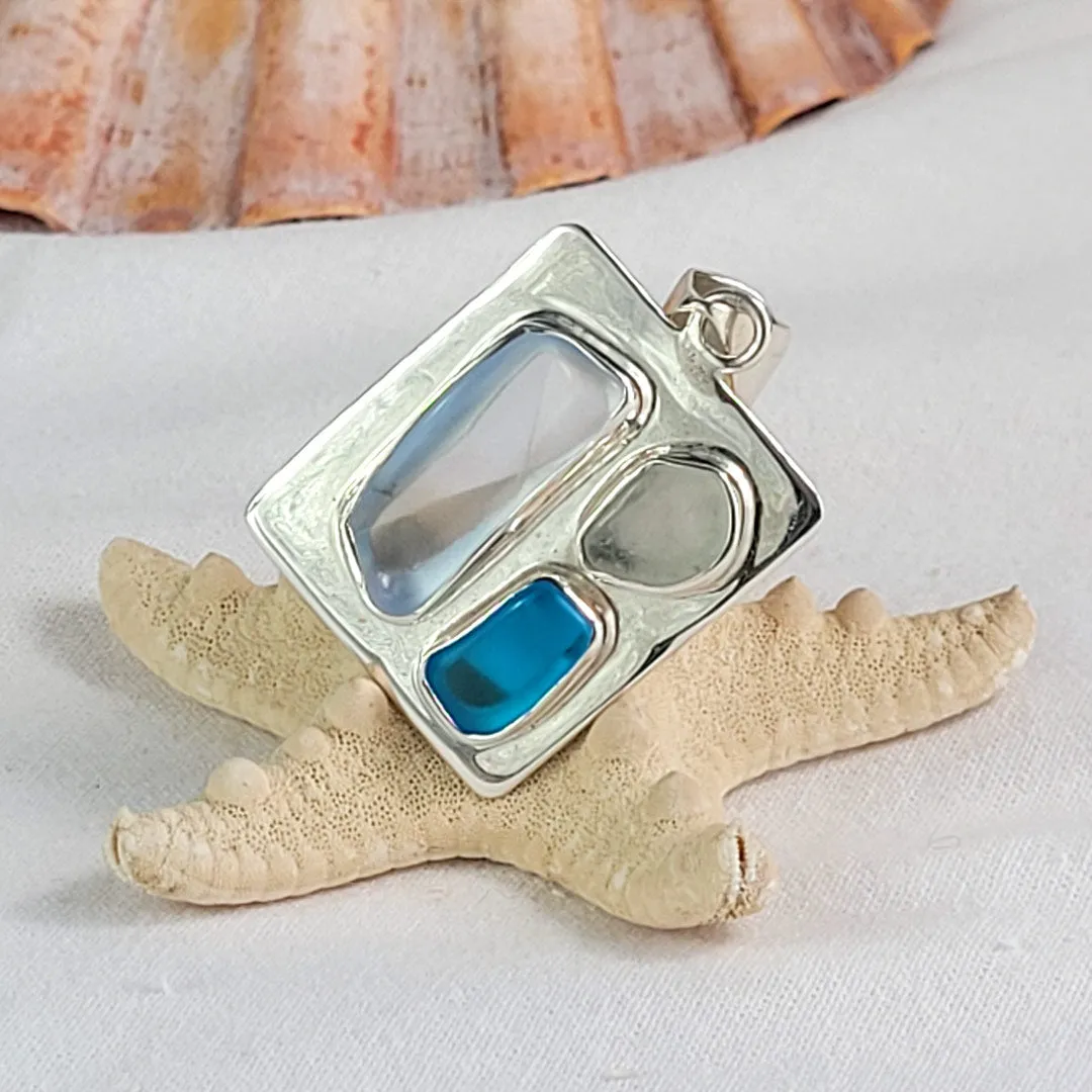 Genuine Handmade Sea Glass and Sterling Silver Pendant