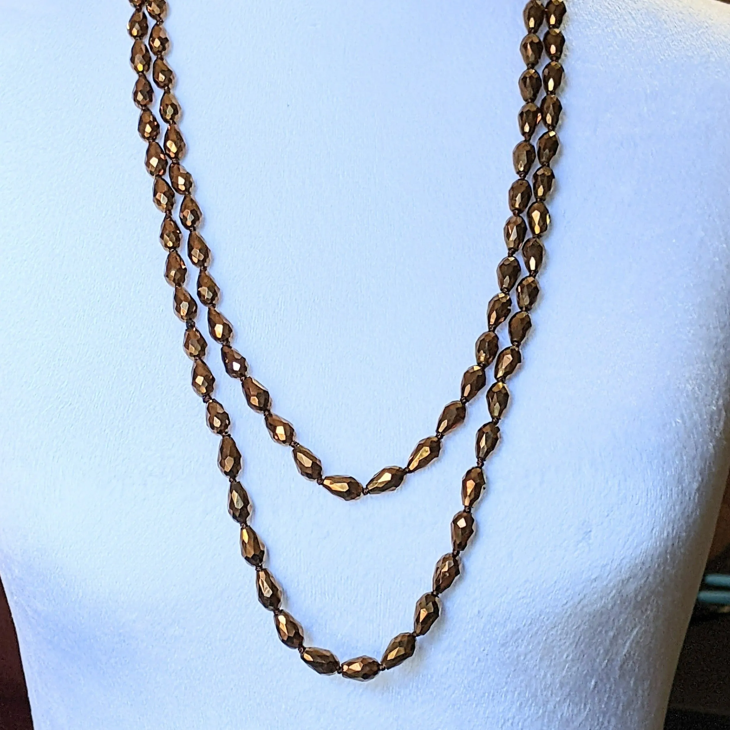 Gleaming Copper Crystal Necklace - 60 inch