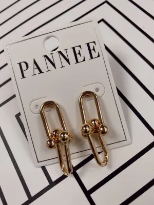 Gold Link Mini Drop Earrings