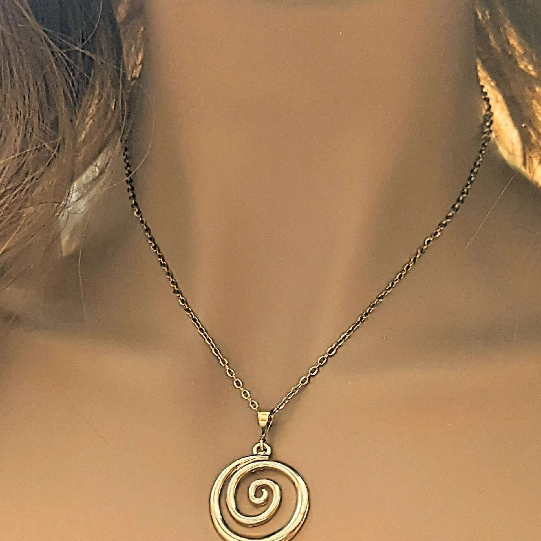 Gold Spiral Necklace, 18- 24 inch