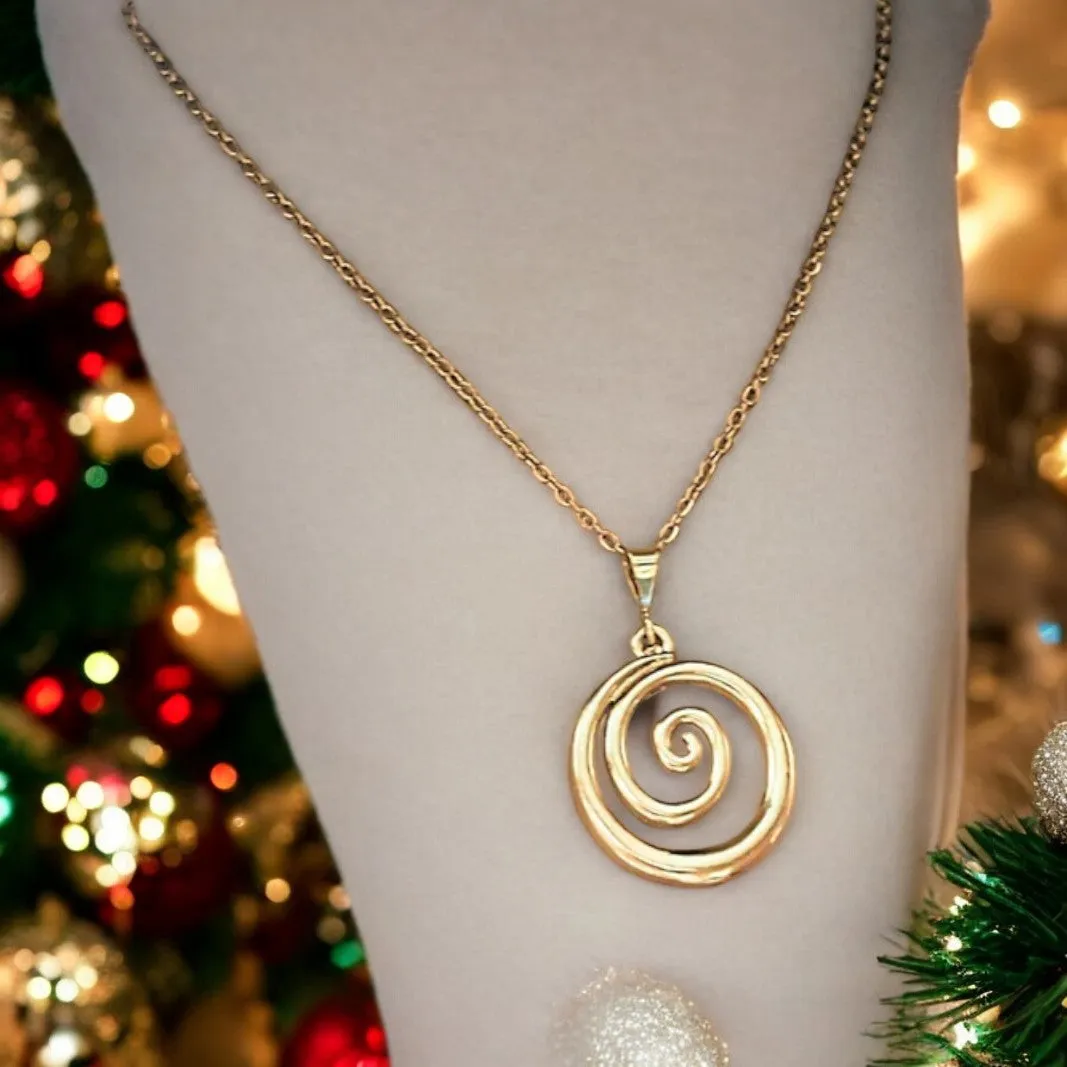 Gold Spiral Necklace, 18- 24 inch