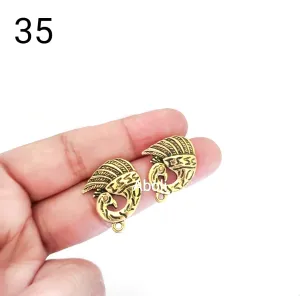 Golden Peacock stud earrings components metal earrings findings ESG35