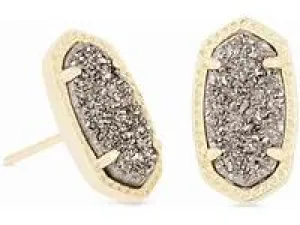 Kendra Scott Ellie Gold Stud Earrings in Platinum Drusy