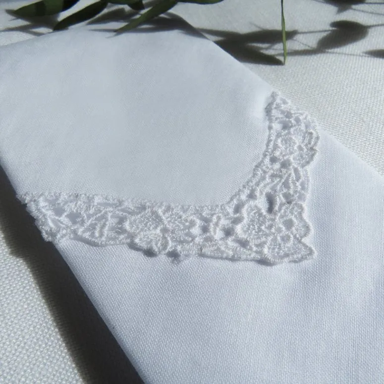 Ladies Cotton Lace Corner Handkerchief