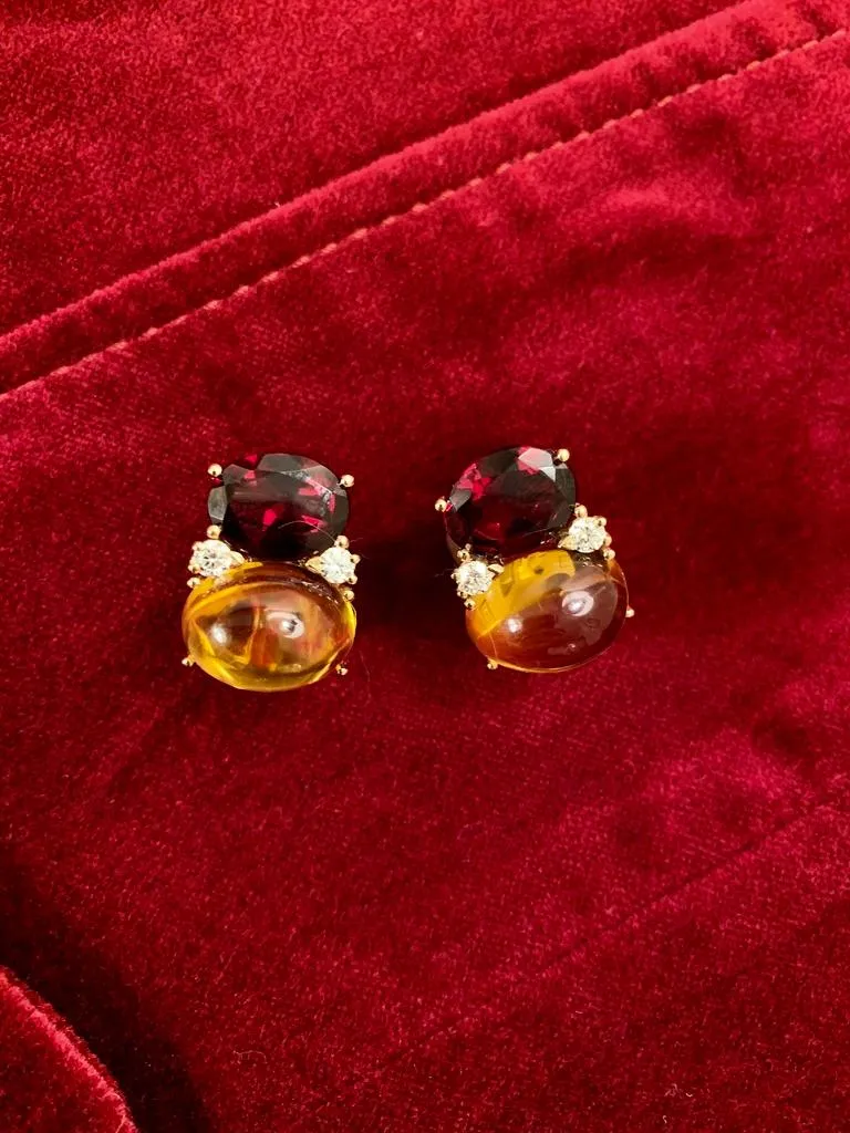 Large GUM DROP™ Earrings with Citrine and Cabochon Citrine and Diamonds