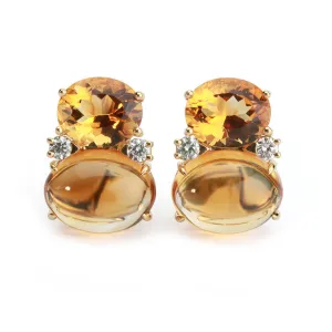 Large GUM DROP™ Earrings with Citrine and Cabochon Citrine and Diamonds