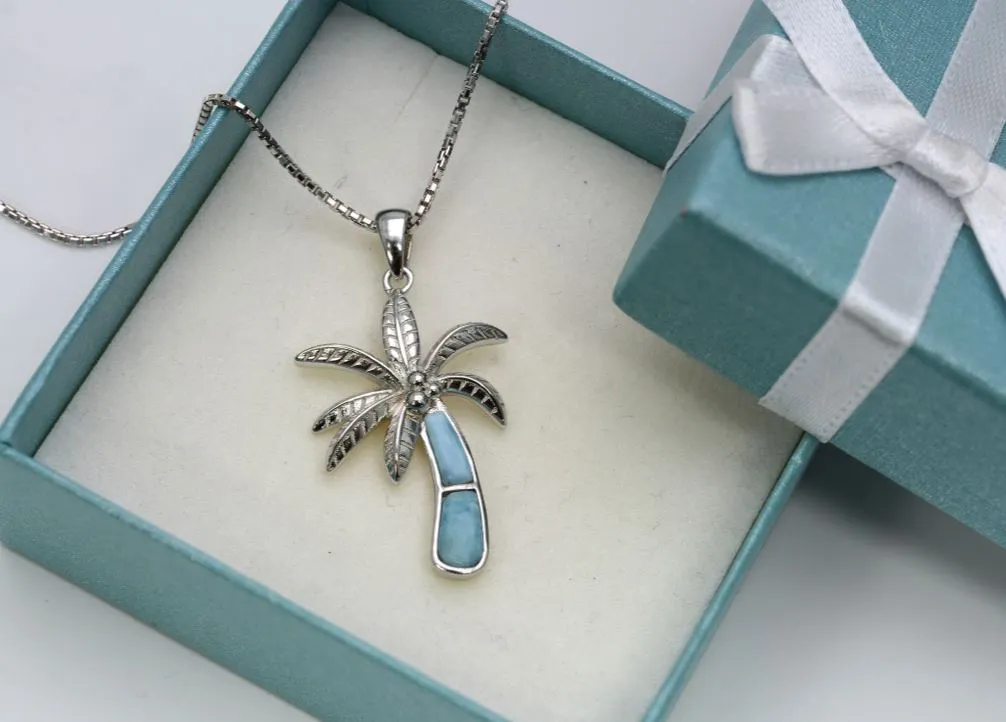 Larimar Palm Tree Pendant