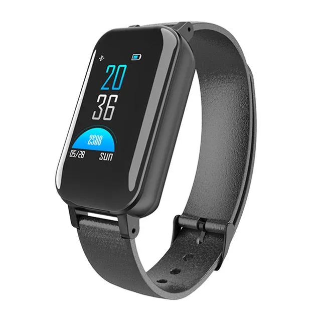 LEMFO T89 TWS Smart Binaural Bluetooth Headphone Fitness Bracelet Heart Rate Monitor Smart Wristband Sport Watch Men Women