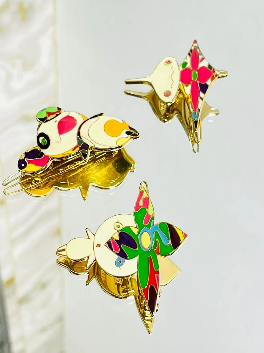 Louis Vuitton Ltd Edition Takashi Murakami Collection Hair Clips