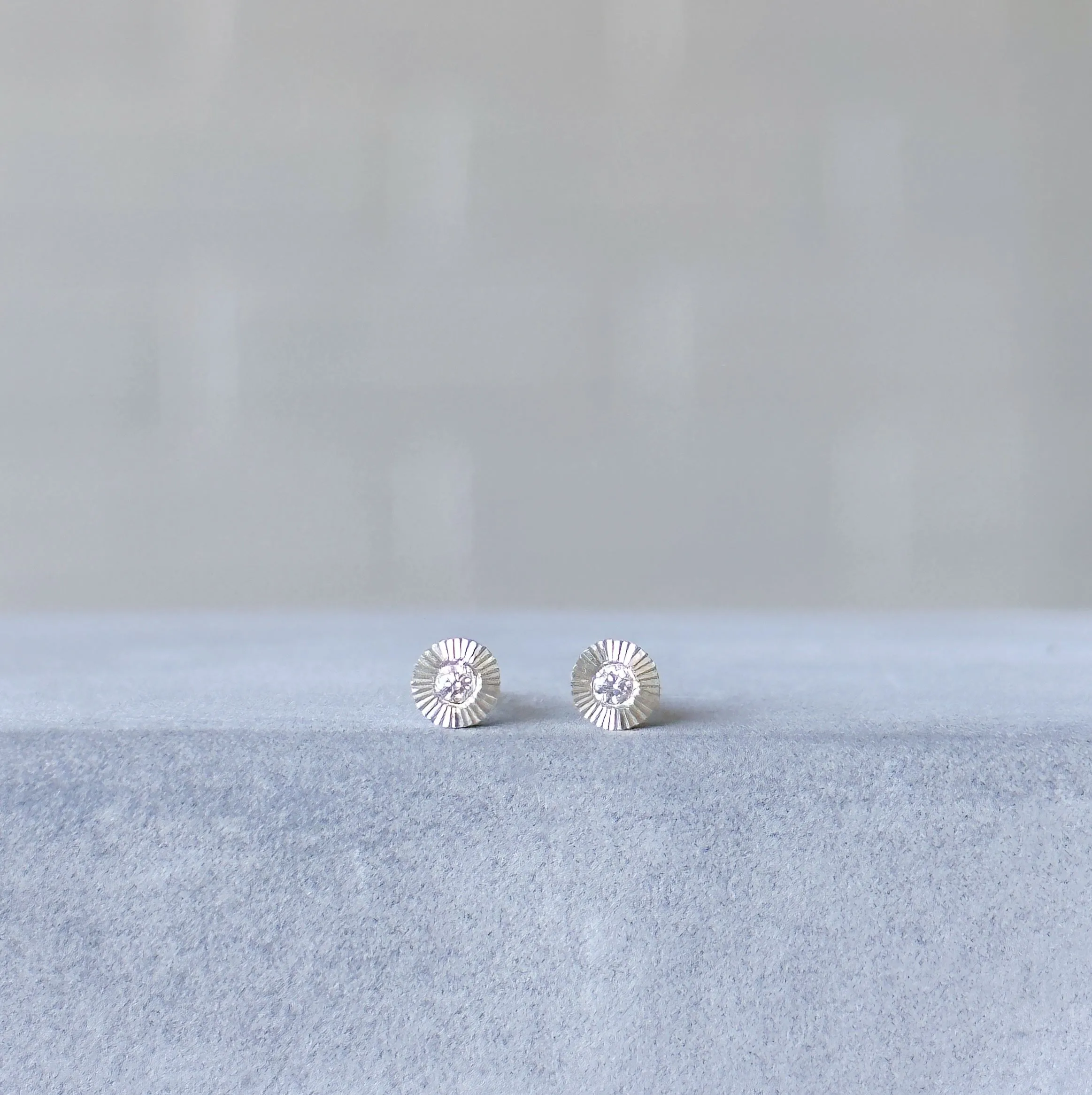 Micro Aurora Diamond Stud Earring in Sterling Silver