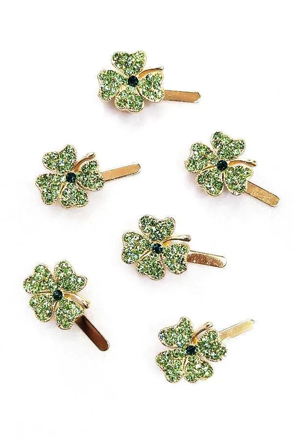 Mini Lucky Crystal Clover Barrette