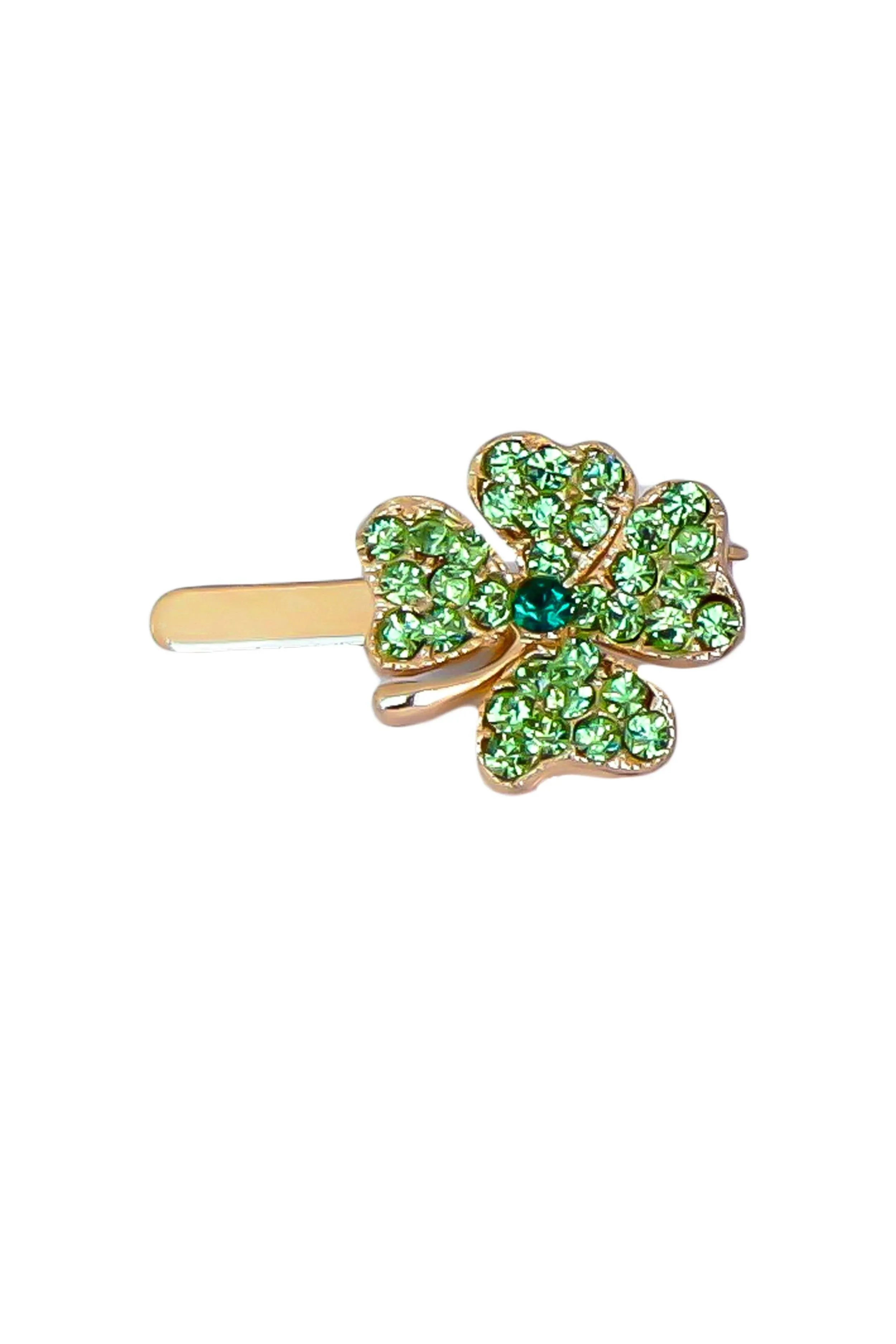 Mini Lucky Crystal Clover Barrette