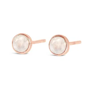 Moonstone Mini Stud Earrings | Rose Gold - June