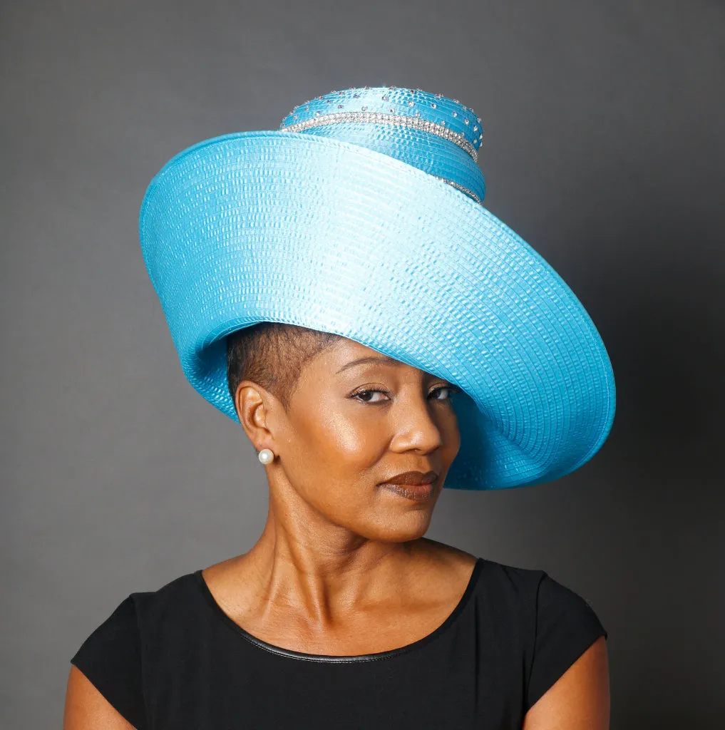 OE0021-Turquoise blue satin dress hat