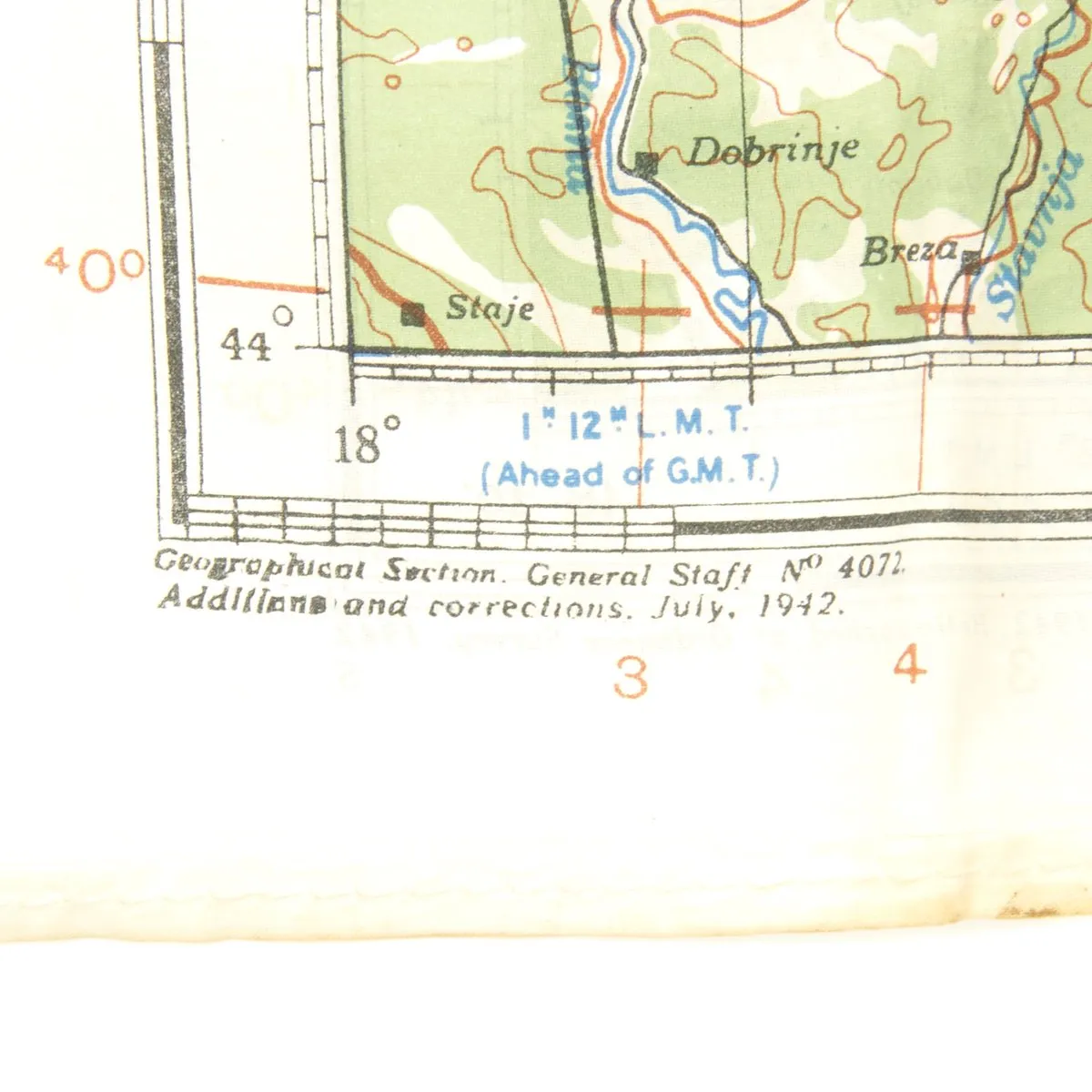 Original U.S. WWII 1942 Color Silk Escape and Evasion Maps with Pouch - Italy Croatia Serbia