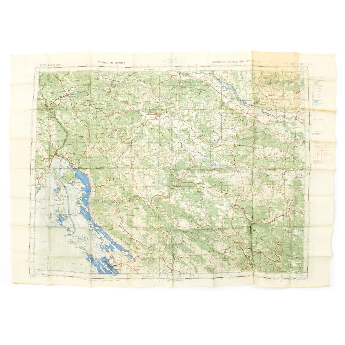 Original U.S. WWII 1942 Color Silk Escape and Evasion Maps with Pouch - Italy Croatia Serbia