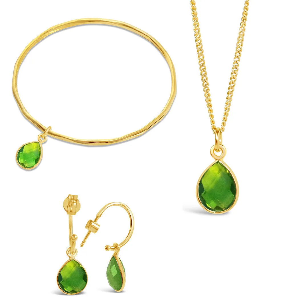 Peridot Charm Bangle | Gold - August