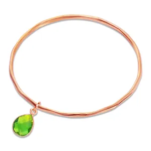 Peridot Charm Bangle | Rose Gold - August